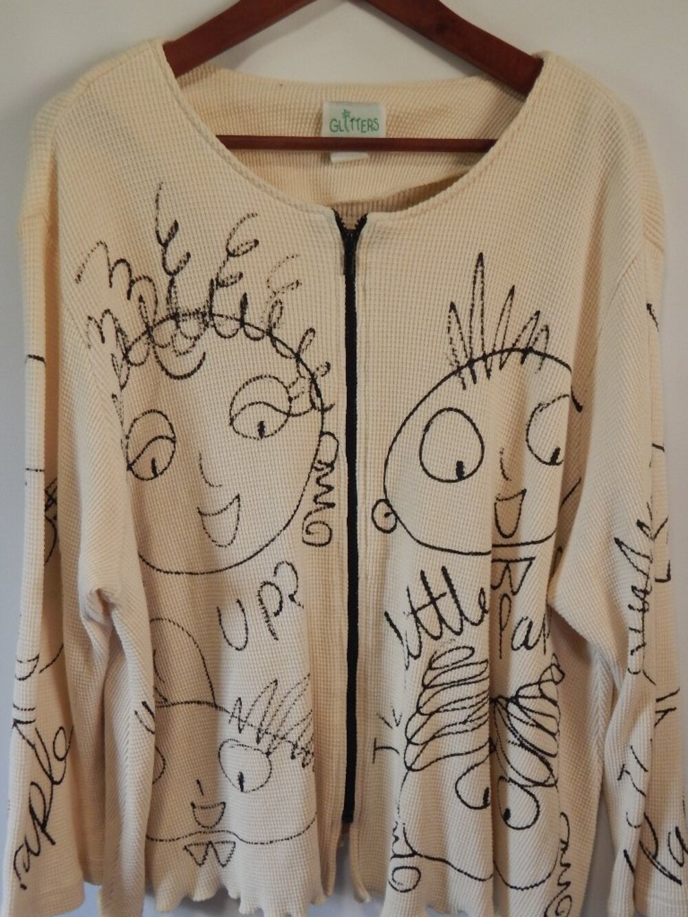 Vintage 1990s What's Up Little People Painted 100% Cotton Jacket M